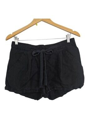 Wilfred Aritzia Black Linen Blend Pull-On Shorts Size 6 Drawstring Waist Pockets